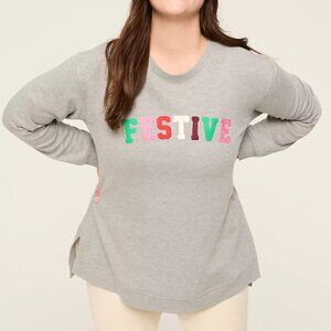 Sweatshirt 22/24 Lane Bryant Grey Pullover Top Holiday "Festive" Christmas Plus